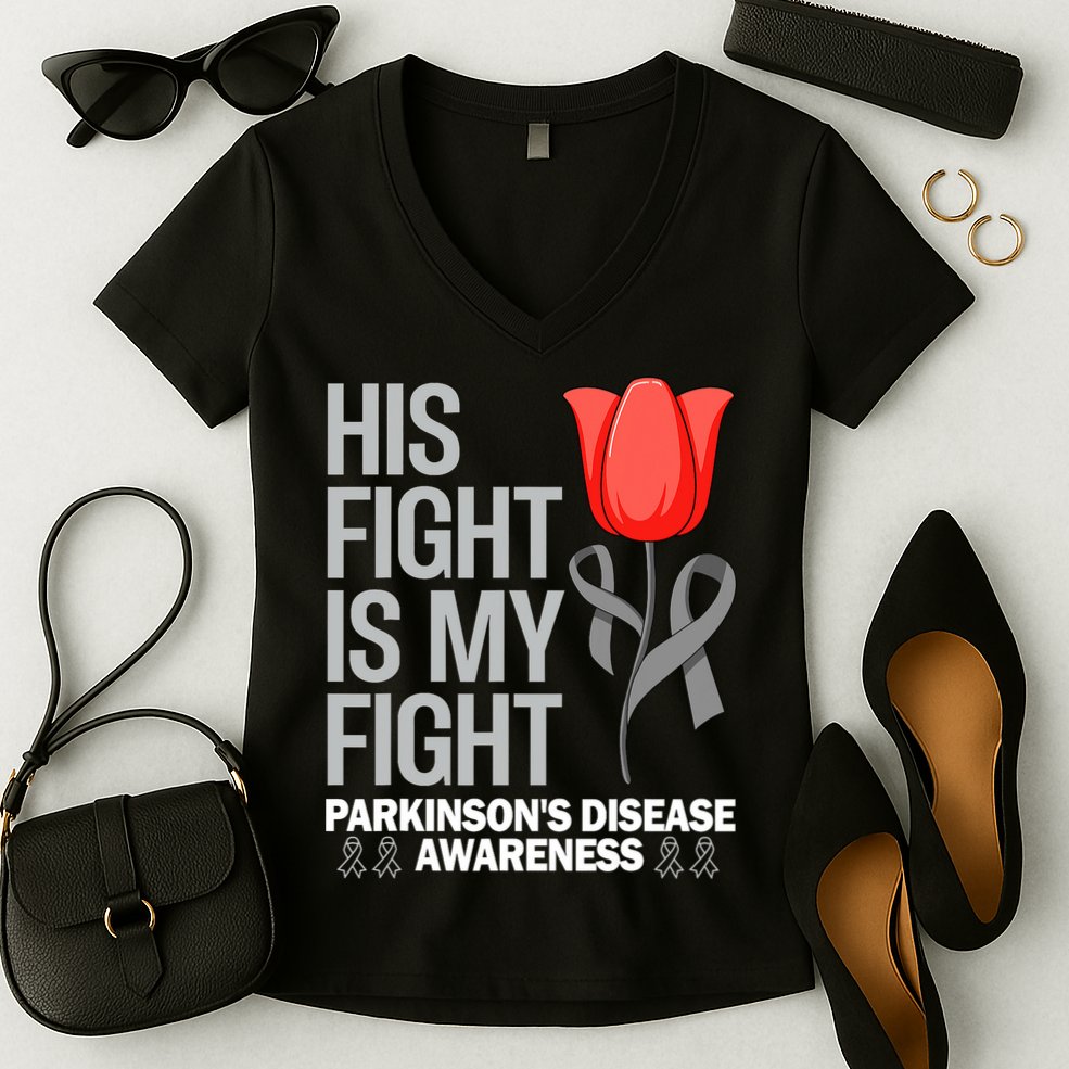 ParkinsonS Disease Awareness April Month Red Tulip Women's V-Neck T-Shirt