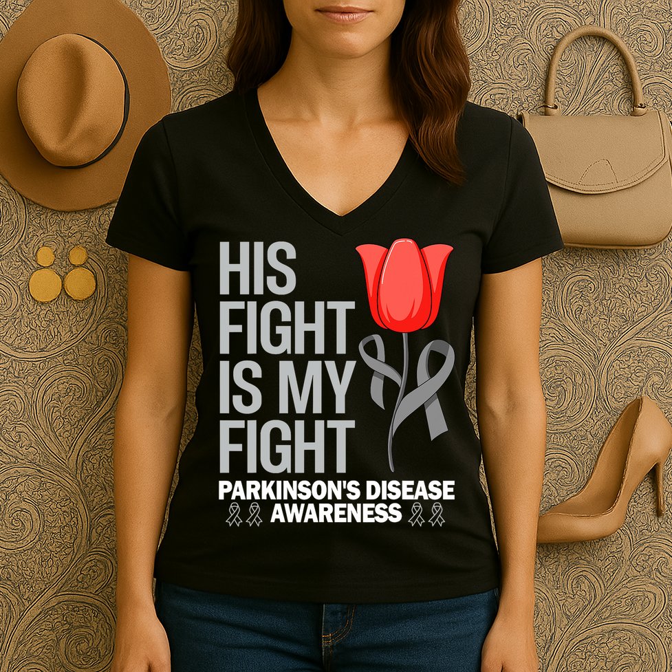 ParkinsonS Disease Awareness April Month Red Tulip Women's V-Neck T-Shirt