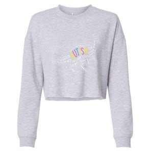 Parasaurolophus Dinosaur Autism Characteristics Walk Meme Gift Cropped Pullover Crew