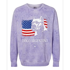 Proud Dogo Argentino Dad American Flag Patriotic Dog Colorblast Crewneck Sweatshirt