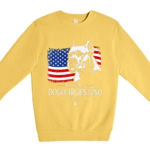 Proud Dogo Argentino Dad American Flag Patriotic Dog Premium Crewneck Sweatshirt