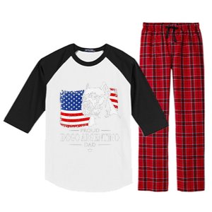 Proud Dogo Argentino Dad American Flag Patriotic Dog Raglan Sleeve Pajama Set