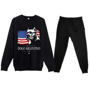 Proud Dogo Argentino Dad American Flag Patriotic Dog Premium Crewneck Sweatsuit Set