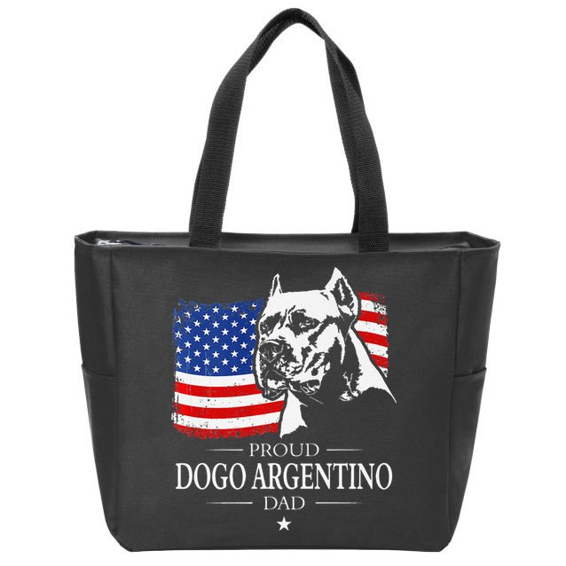Proud Dogo Argentino Dad American Flag Patriotic Dog Zip Tote Bag