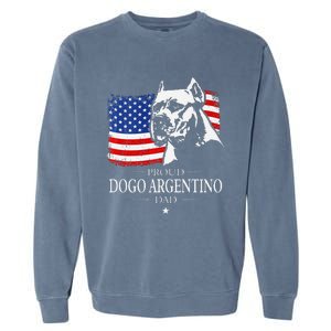 Proud Dogo Argentino Dad American Flag Patriotic Dog Garment-Dyed Sweatshirt