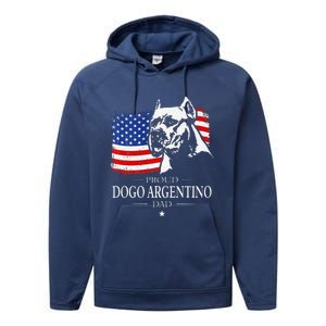 Proud Dogo Argentino Dad American Flag Patriotic Dog Performance Fleece Hoodie