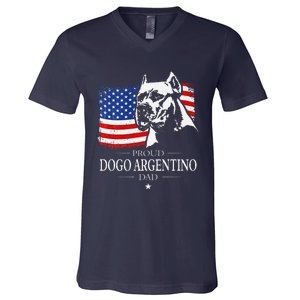 Proud Dogo Argentino Dad American Flag Patriotic Dog V-Neck T-Shirt