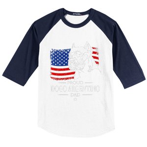 Proud Dogo Argentino Dad American Flag Patriotic Dog Baseball Sleeve Shirt