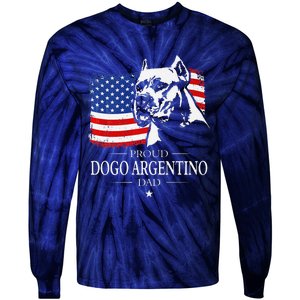 Proud Dogo Argentino Dad American Flag Patriotic Dog Tie-Dye Long Sleeve Shirt