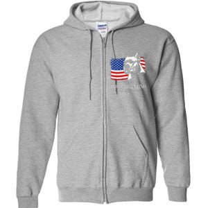 Proud Dogo Argentino Dad American Flag Patriotic Dog Full Zip Hoodie