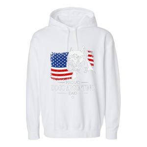 Proud Dogo Argentino Dad American Flag Patriotic Dog Garment-Dyed Fleece Hoodie