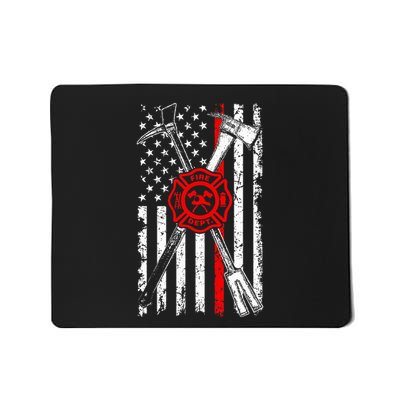 Patriotic Design Axe Halligan Thin Line Red Firefighter Mousepad