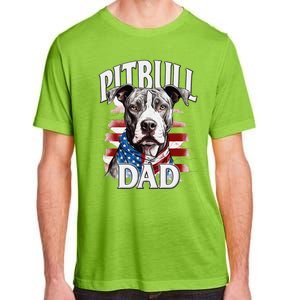 Pitbull Dad American Flag 4th Of July Dog FatherS Day Adult ChromaSoft Performance T-Shirt