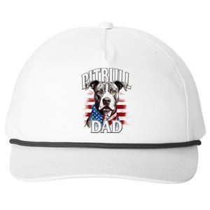 Pitbull Dad American Flag 4th Of July Dog FatherS Day Snapback Five-Panel Rope Hat