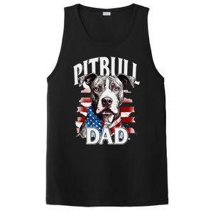 Pitbull Dad American Flag 4th Of July Dog FatherS Day PosiCharge Competitor Tank