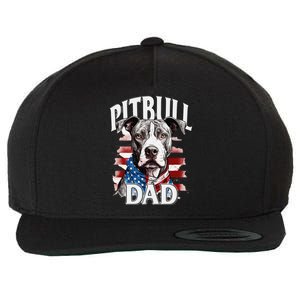 Pitbull Dad American Flag 4th Of July Dog FatherS Day Wool Snapback Cap