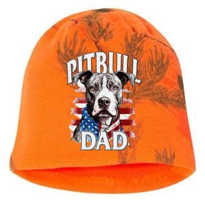 Pitbull Dad American Flag 4th Of July Dog FatherS Day Kati - Camo Knit Beanie