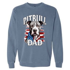 Pitbull Dad American Flag 4th Of July Dog FatherS Day Garment-Dyed Sweatshirt