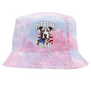 Pitbull Dad American Flag 4th Of July Dog FatherS Day Tie-Dyed Bucket Hat