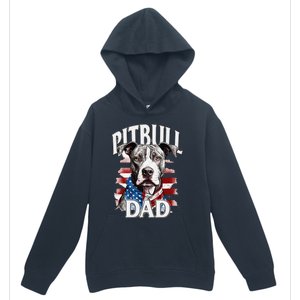 Pitbull Dad American Flag 4th Of July Dog FatherS Day Urban Pullover Hoodie