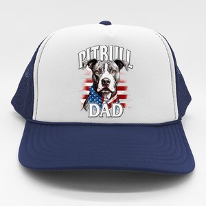 Pitbull Dad American Flag 4th Of July Dog FatherS Day Trucker Hat