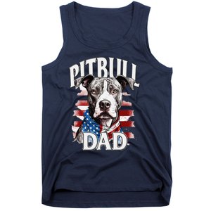 Pitbull Dad American Flag 4th Of July Dog FatherS Day Tank Top