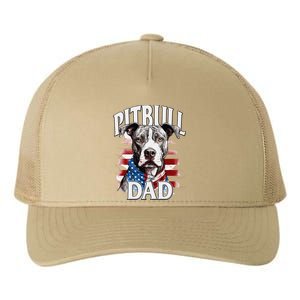 Pitbull Dad American Flag 4th Of July Dog FatherS Day Yupoong Adult 5-Panel Trucker Hat