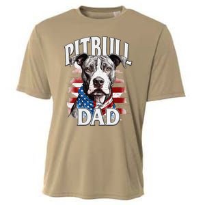 Pitbull Dad American Flag 4th Of July Dog FatherS Day Cooling Performance Crew T-Shirt