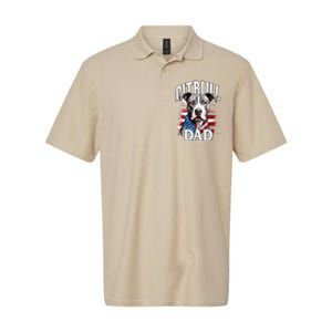 Pitbull Dad American Flag 4th Of July Dog FatherS Day Softstyle Adult Sport Polo