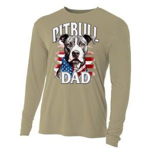 Pitbull Dad American Flag 4th Of July Dog FatherS Day Cooling Performance Long Sleeve Crew