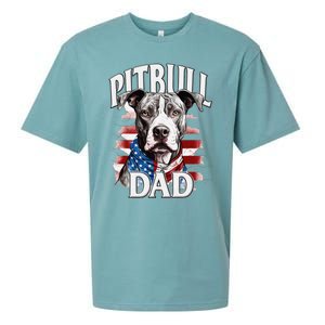 Pitbull Dad American Flag 4th Of July Dog FatherS Day Sueded Cloud Jersey T-Shirt