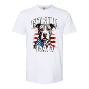 Pitbull Dad American Flag 4th Of July Dog FatherS Day Softstyle CVC T-Shirt