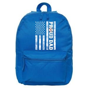 Proud Dad American Flag Funny Baseball Volleyball Dad Great Gift 16 in Basic Backpack