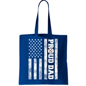 Proud Dad American Flag Funny Baseball Volleyball Dad Great Gift Tote Bag