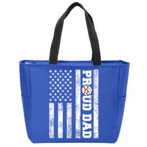 Proud Dad American Flag Funny Baseball Volleyball Dad Great Gift Zip Tote Bag