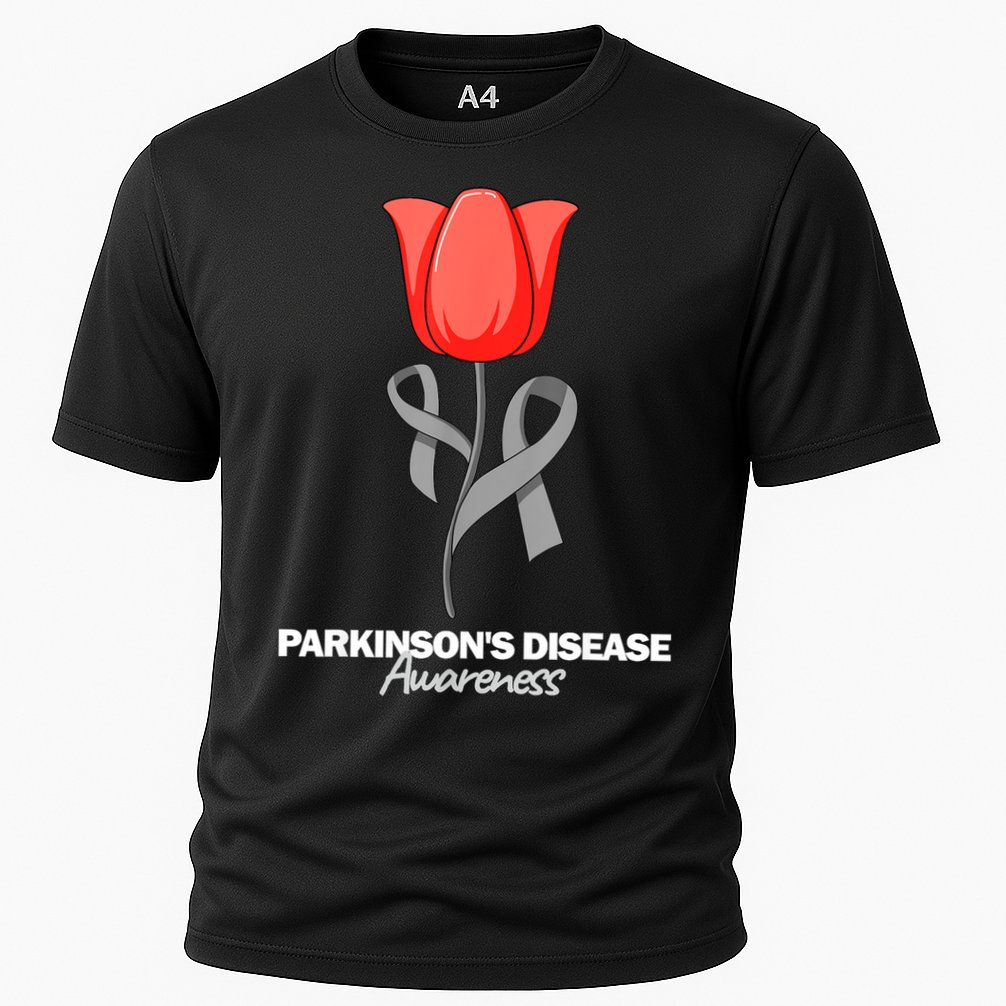 ParkinsonS Disease Awareness April Month Red Tulip Cooling Performance Crew T-Shirt