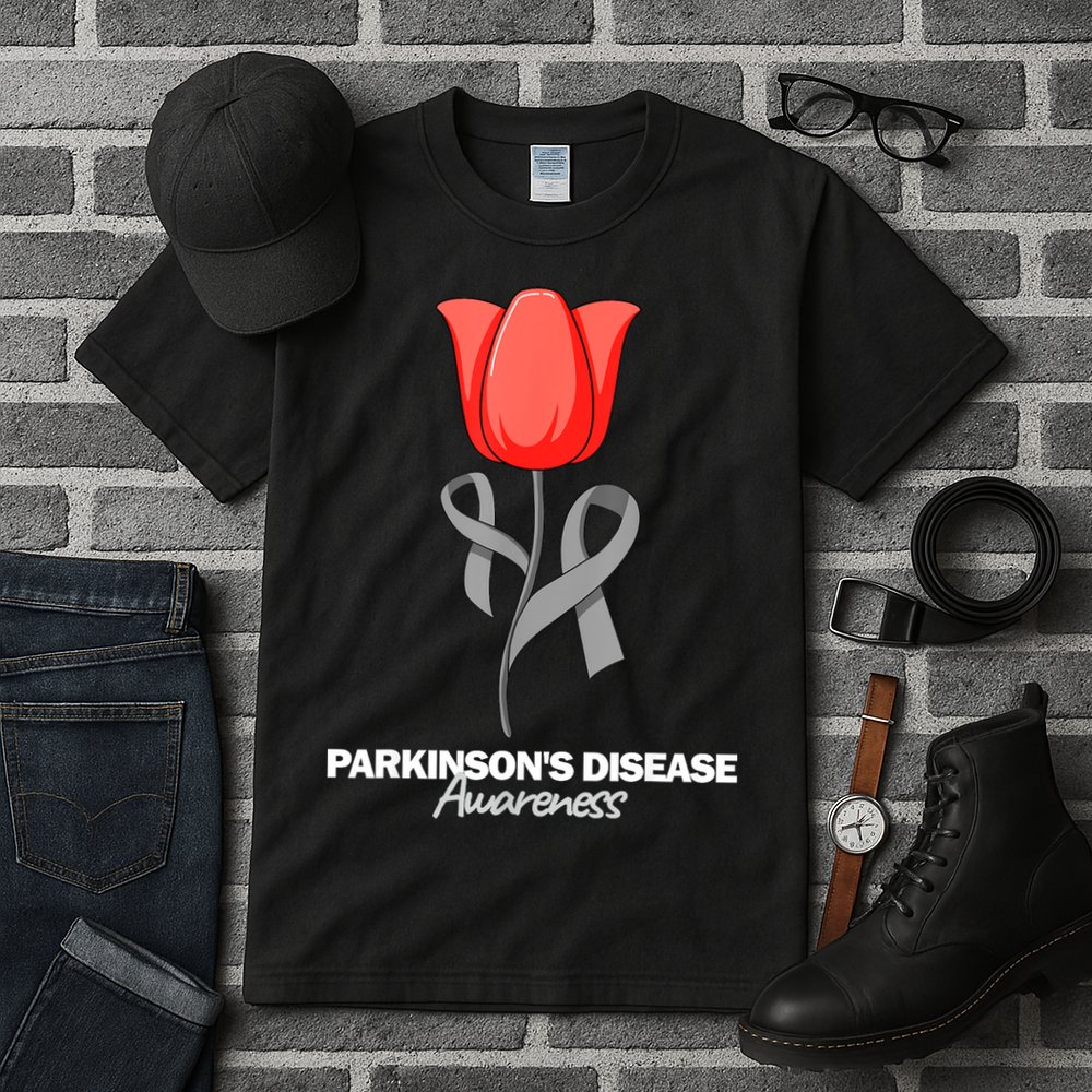 ParkinsonS Disease Awareness April Month Red Tulip Tall T-Shirt