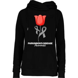 ParkinsonS Disease Awareness April Month Red Tulip Womens Funnel Neck Pullover Hood