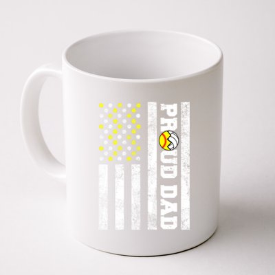 Proud Dad American Flag Funny Softball Volleyball Dad Gift Coffee Mug