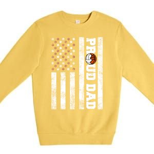 Proud Dad American Flag Funny Volleyball Basketball Dad Gift Premium Crewneck Sweatshirt