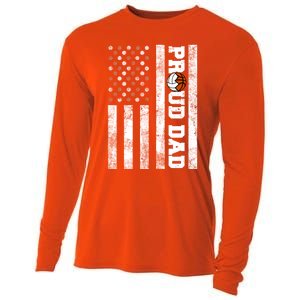 Proud Dad American Flag Funny Volleyball Basketball Dad Gift Cooling Performance Long Sleeve Crew