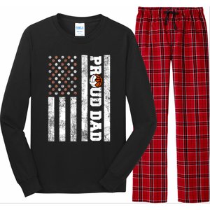 Proud Dad American Flag Funny Volleyball Basketball Dad Gift Long Sleeve Pajama Set