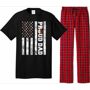 Proud Dad American Flag Funny Volleyball Basketball Dad Gift Pajama Set