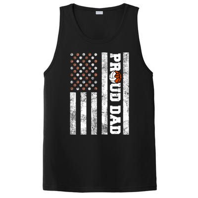 Proud Dad American Flag Funny Volleyball Basketball Dad Gift PosiCharge Competitor Tank