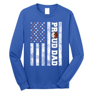 Proud Dad American Flag Funny Volleyball Basketball Dad Gift Long Sleeve Shirt