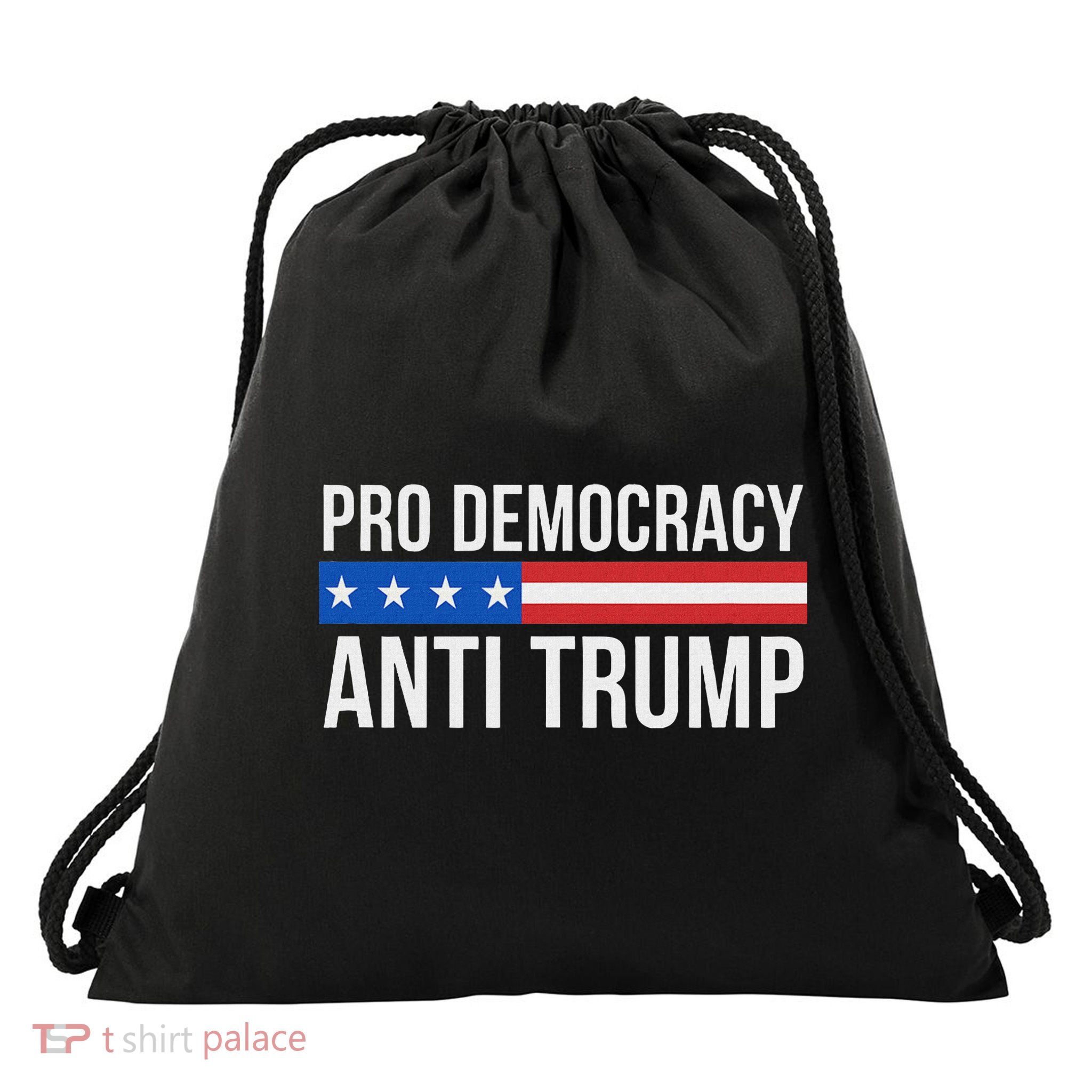 Pro Democracy Anti Trump Drawstring Bag