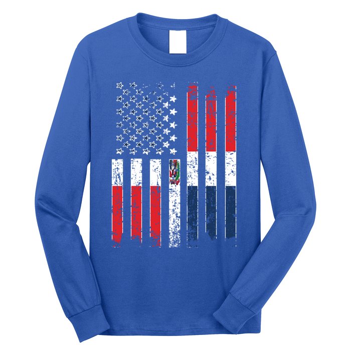 Proud Dominican American Flag Dominican Republic Usa Funny Gift Long Sleeve Shirt