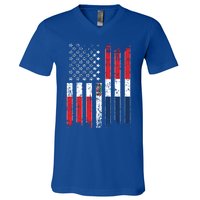 Proud Dominican American Flag Dominican Republic Usa Funny Gift V-Neck T-Shirt