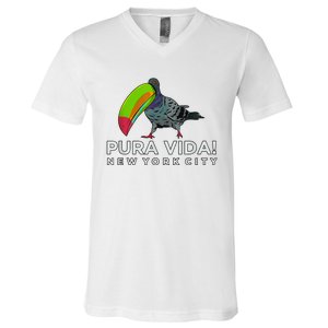 Pigeon Disguised As Toucan Pura Vida! New York City V-Neck T-Shirt