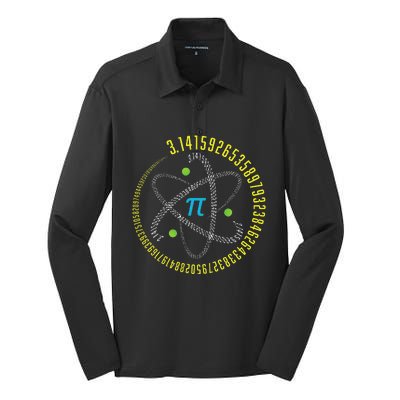 PI Day Atom PI Math Geek Science Lovers Silk Touch Performance Long Sleeve Polo